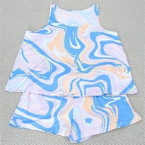Tie Dyed Pajama Set Tank Top‎ & Shorts Womens Medium (8-10) Joyspun Lounge Wear